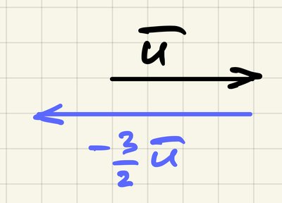 Scalar multiplication of a vector, showing direction reversal for negative scalar