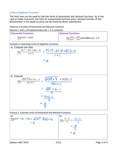 Evaluating Limits of Algebraic Functions