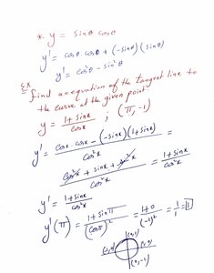 Tangent line to parametric curve example