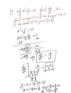 Implicit differentiation and tangent line example