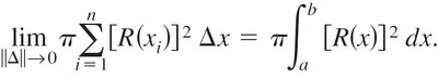 Limit and integral formula for disk method