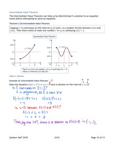 Graphs illustrating the Intermediate Value Theorem