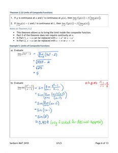 Worked examples of limits of composite functions