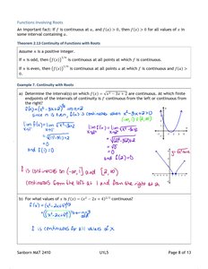 Examples of continuity with roots