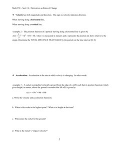Graph of position, velocity, and acceleration