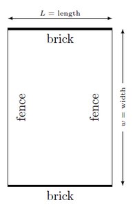 Rectangular field with brick and fence sides