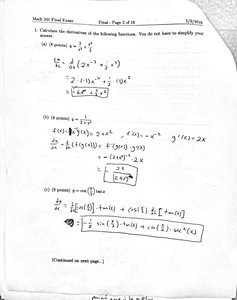 Handwritten derivatives and differentiation rules