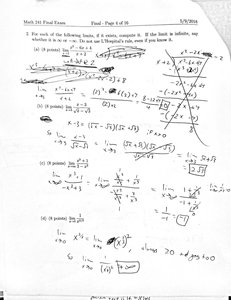 Handwritten limit problems and algebraic simplification