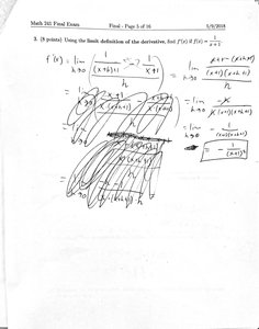 Handwritten limit definition of derivative