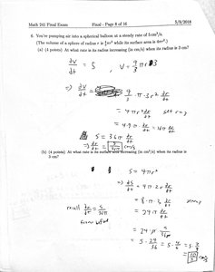 Related rates for a spherical balloon