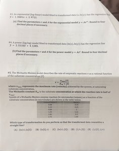 Michaelis-Menten table and transformation options