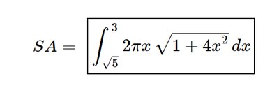 Boxed surface area integral for dx