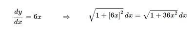 Surface area integrand for y = 3x^2