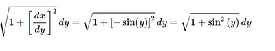 Simplified arc length integrand for dy