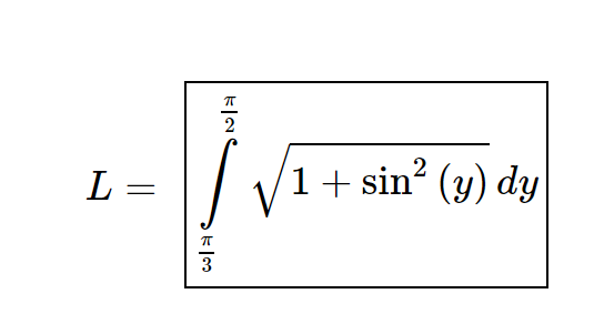 Boxed arc length integral in terms of y