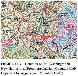 Topographical map with contour lines