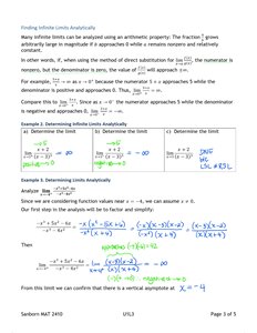 Worked examples of finding infinite limits analytically