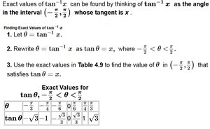 Finding exact values for inverse tangent