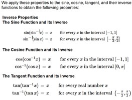 Inverse properties for sine, cosine, tangent