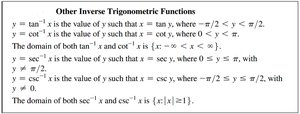 Other inverse trigonometric functions