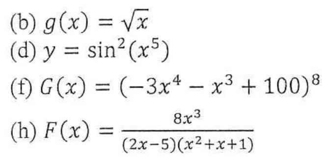 List of calculus derivative problems part 2