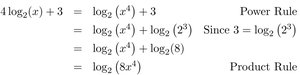 Combination of 4log_2(x) + 3