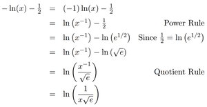 Combination of -ln(x) - 1/2