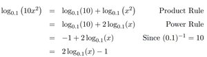 Expansion of log_{0.1}(10x^2)