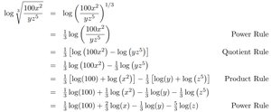Expansion of log_3rd_root(100x^2/(yz^5))