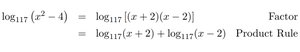 Expansion of log_{117}(x^2-4)