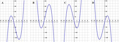 Four graphs labeled A, B, C, D for matching with the function