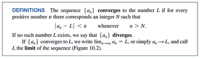 Definition of convergence for sequences