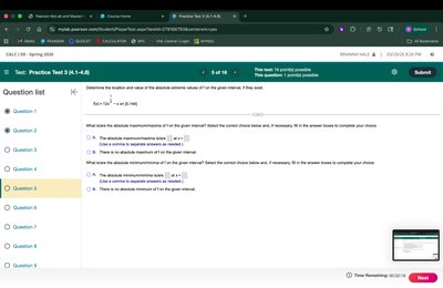 Absolute extrema problem