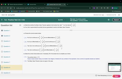 Mean Value Theorem domain question