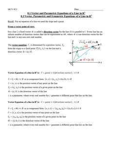Vector equation of a line in 3D with direction vector and position vector
