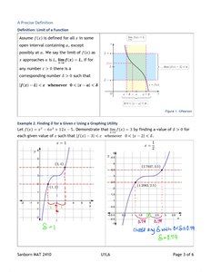 Graphical example of finding delta for a given epsilon