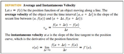 Average and instantaneous velocity