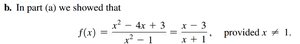 Simplified rational function for x ≠ 1