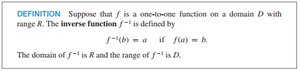 Definition of inverse function
