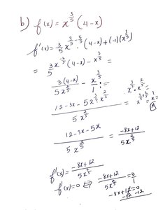 Critical numbers calculation for x^{3/5}(4-x)