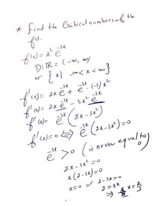Critical numbers calculation for x^2 e^{-3x}