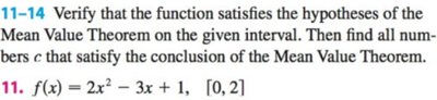 Mean Value Theorem setup for a quadratic function