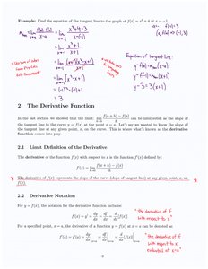 Limit Definition of the Derivative and Notation