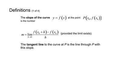 Definition of slope and tangent line using the difference quotient