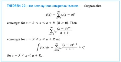 Term-by-term integration theorem for power series