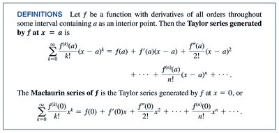 Definition of Taylor and Maclaurin series