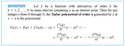 Definition of Taylor polynomial