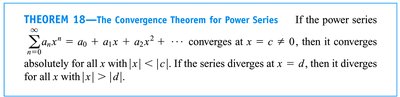 Convergence theorem for power series