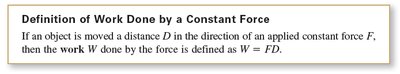 Definition of work done by a constant force