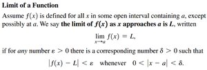 Precise definition of the limit of a function